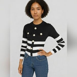 Black and White Striped Women's Bodysuit